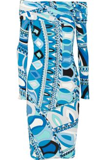 Emilio Pucci Offtheshoulder Printed Stretchjersey Dress - Lyst