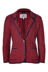 Juicy Couture Sirenroyal Navy Wool Nautical Knit Striped Blazer