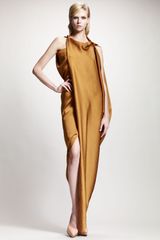 Lanvin Asymmetric Draped Satin Gow