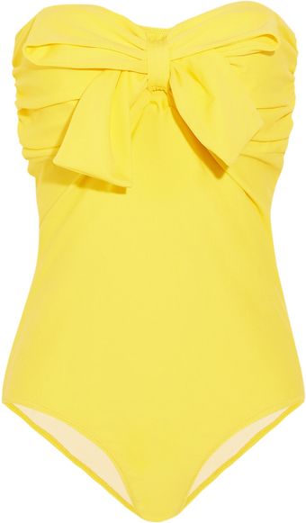 Miu Miu Bowembellished Bandeau Swimsuit - Lyst