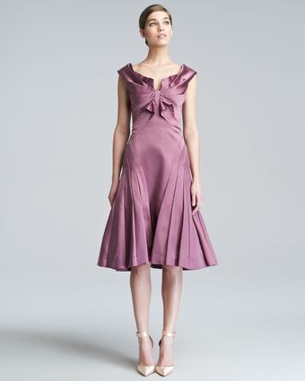 Zac Posen Duchess Satin Flare Dress - Lyst