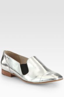 Elizabeth And James Cort Metallic Leather Loafers - Lyst