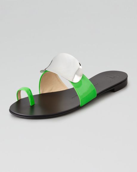 Giuseppe Zanotti Flat Sandal in Green | Lyst