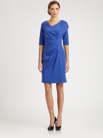 Kay Unger Ponte Side Drape Dress - Lyst