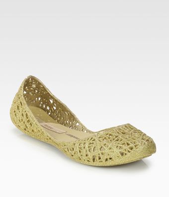 Melissa Melissa Campana Zig Zag Glitter Jelly Ballet Flats - Lyst