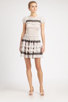 Lace Dress on Red Valentino Ruffle Lace Knit Dress In Beige  Slate    Lyst