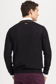 Versace Wool Stud Cardigan - Lyst