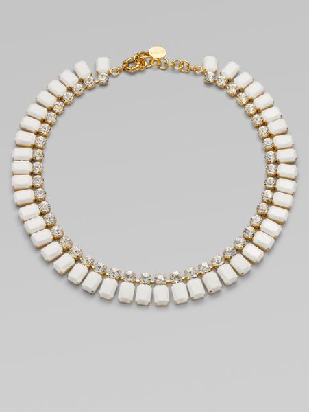 Vionnet Crystal Accented Bib Necklace in White - Lyst