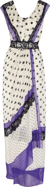 Alberta Ferretti Polkadot Silkchiffon Gown - Lyst