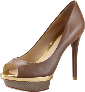 B Brian Atwood Peeptoe Platform Pump Taupe - Lyst