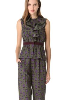 Giambattista Valli Leopard Print Ruffle Top - Lyst