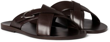 Gucci Leather Horsebit Sandals in Brown for Men | Lyst