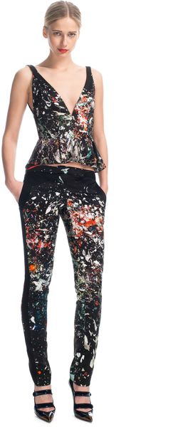 J. Mendel Printed Silk Slim Trouser - Lyst