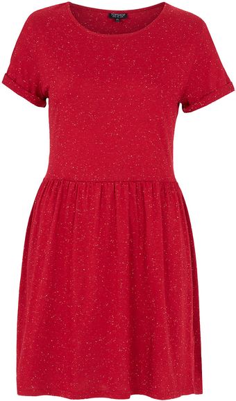Topshop Speckle Roll Sleeve Mini Dress - Lyst