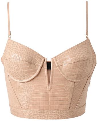 Alexander Wang Crocodile Embossed Leather Bustier - Lyst