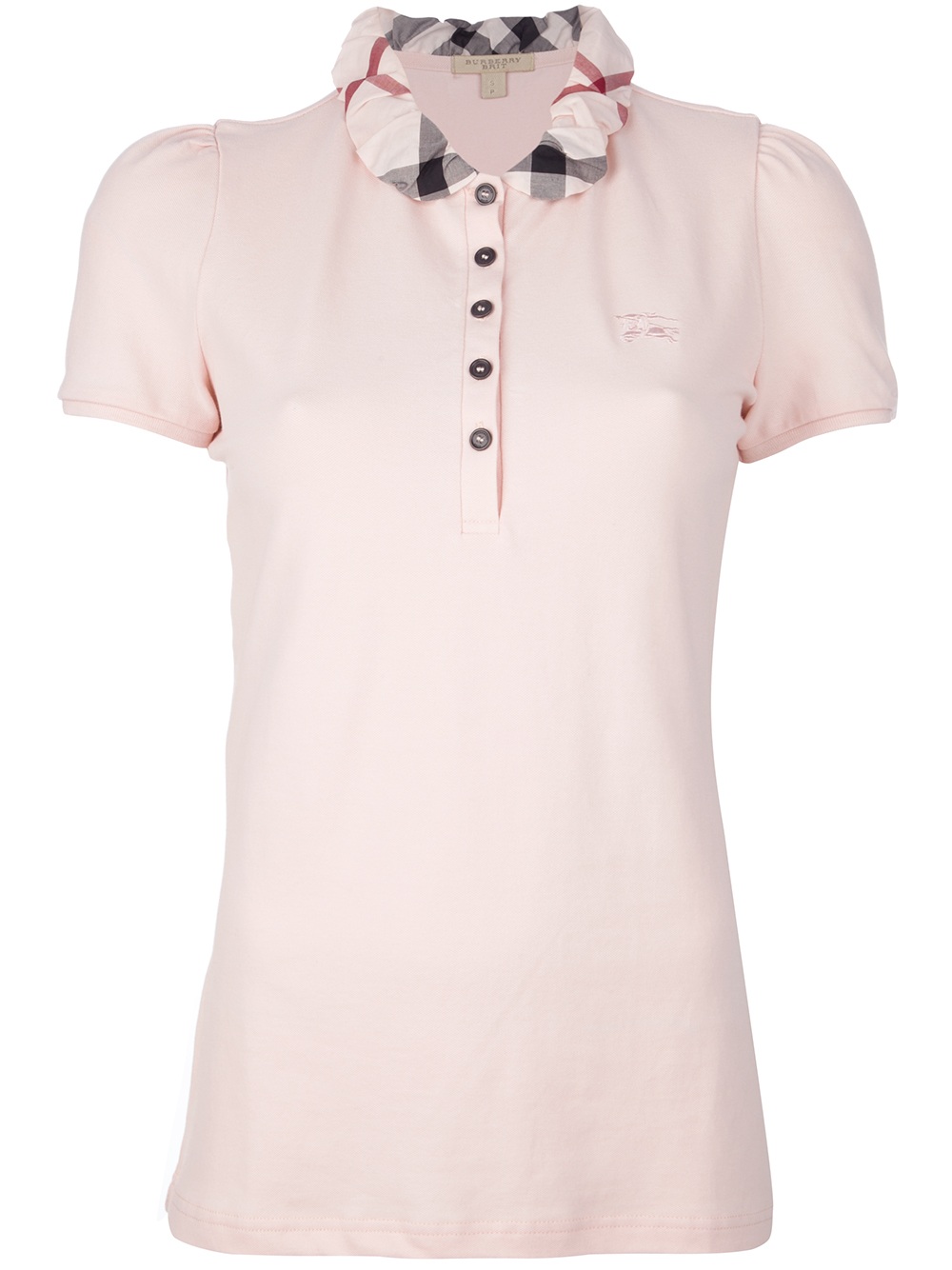 Burberry Check Collar Polo Shirt in Pink Lyst