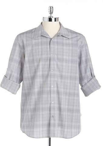 Calvin Klein Cotton Plaid Rolltab Shirt - Lyst