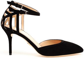Charlotte Olympia Spider Web Suede Pumps - Lyst