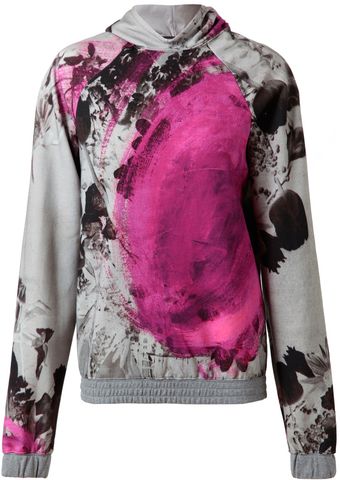 Christopher Kane Floral Printed Cotton Hooded Sweatshirt - Lyst