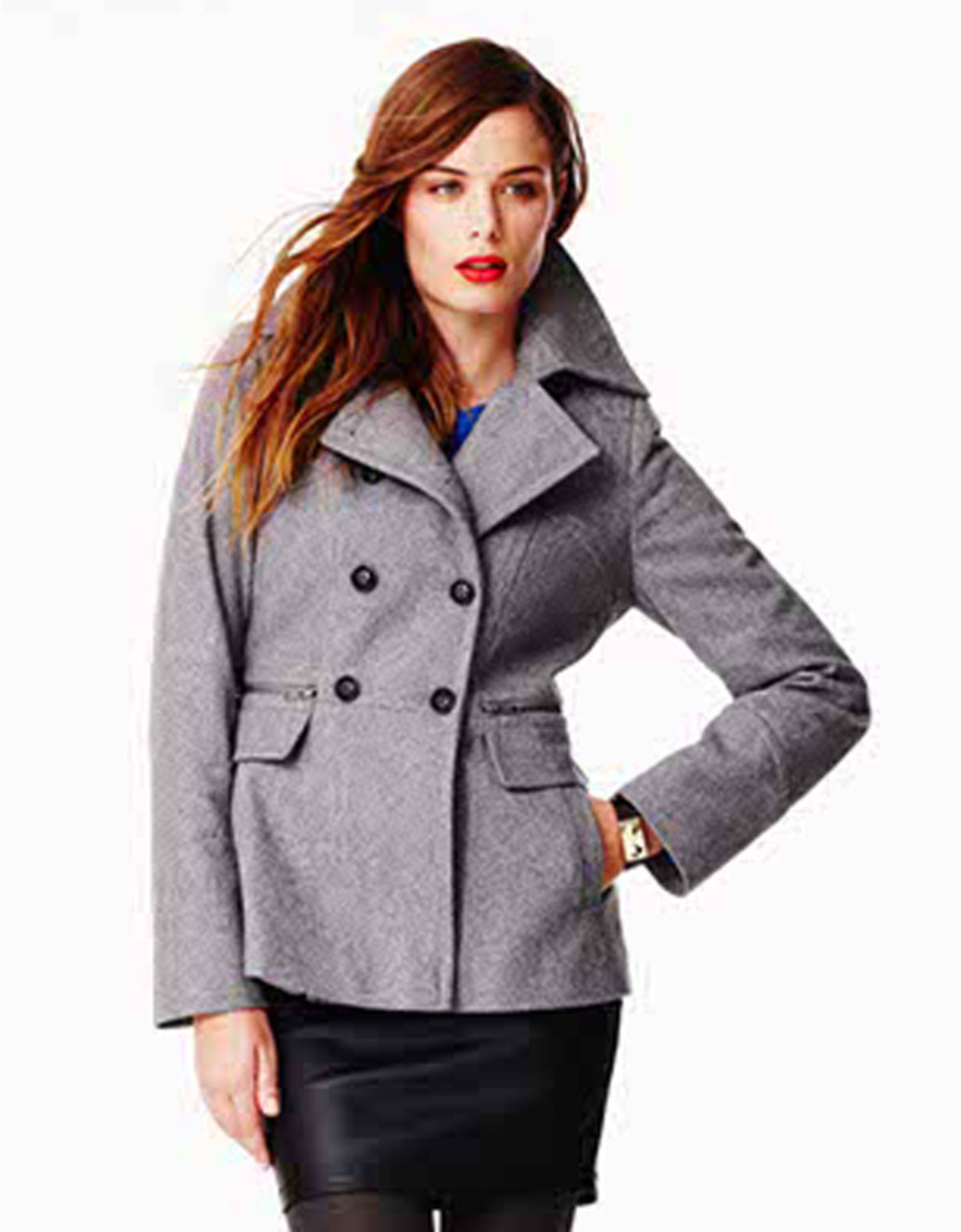Dkny Longsleeved Pea Coat in Gray (pale grey) Lyst