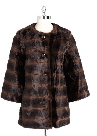 Jones New York Faux Fur Collarless Coat - Lyst