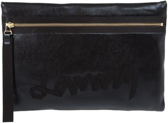 Lanvin Zip Logo Clutch - Lyst