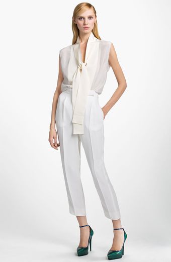 Lanvin Sleeveless Tie Neck Blouse - Lyst