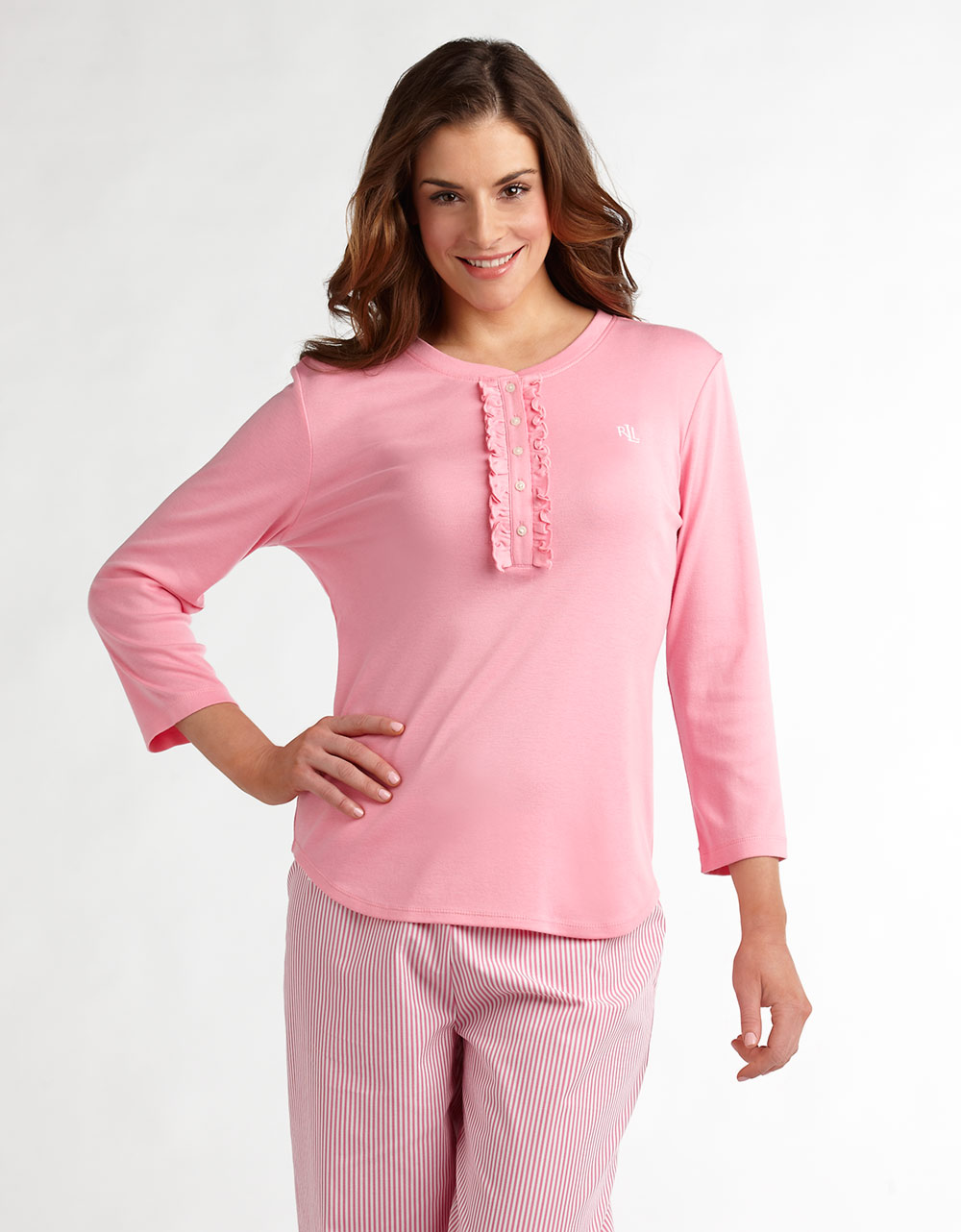 Lauren By Ralph Lauren Ruffle Henley Sleep Shirt in (cpink) Lyst