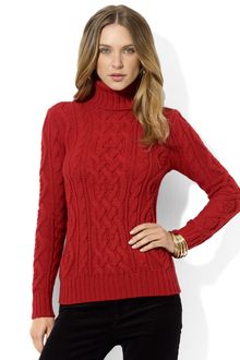 Lauren by Ralph Lauren Petites Cableknit Turtleneck Sweater - Lyst