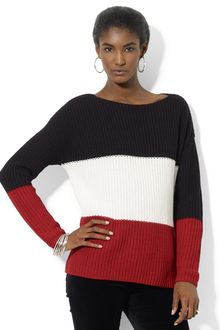 Lauren by Ralph Lauren Longsleeve Colorblock Boatneck Sweater - Lyst