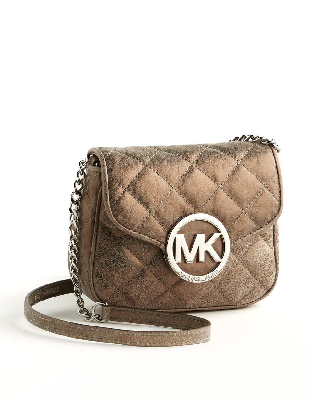 Michael By Michael Kors Small Quilted Leather Crossbody Bag in Brown (nickel) | Lyst