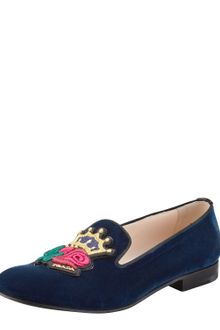 Prada Velvet Roseembroidered Smoking Slippers - Lyst