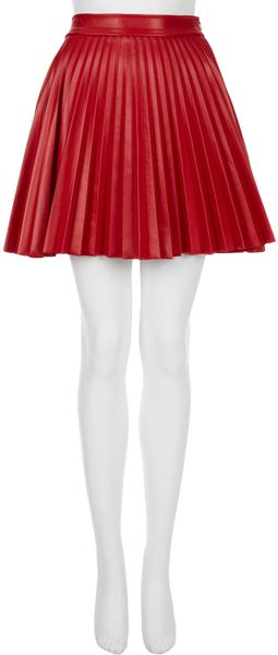 Topshop Leather Look Pleat Skirt By Love In Red Lyst 