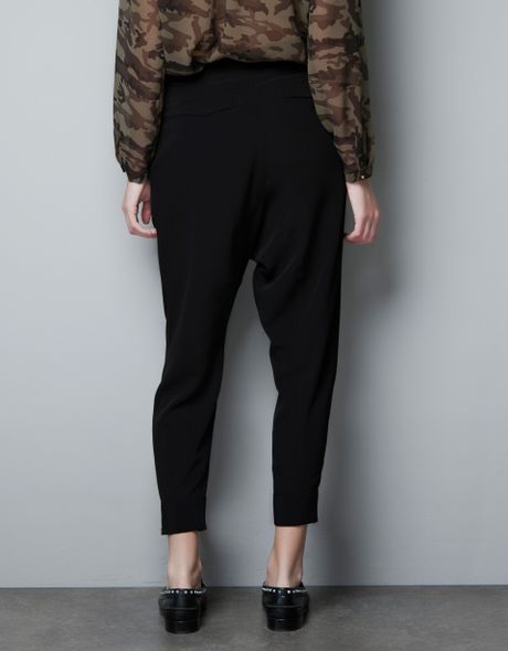 Zara Harem Pants in Black | Lyst