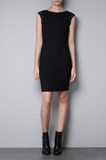 Zara Jacquard Dress with Mirror Stones - Lyst