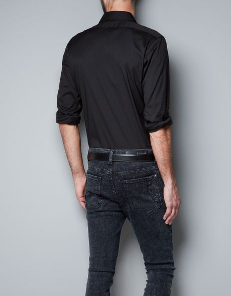 sơ mi nam đen zara man chính hãng full tem tag giá 400k - 3