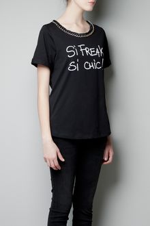 Zara T-Shirt with Jewel Neckline - Lyst
