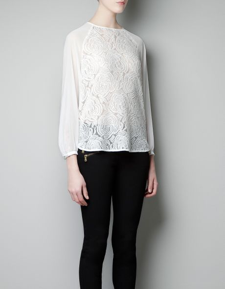 zara white lace top