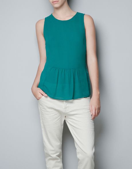 Zara Top in Green (emerald green) | Lyst