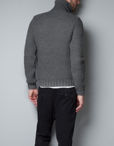Zara Fitted Turtleneck Sweater in Gray for Men (grey) | Lyst