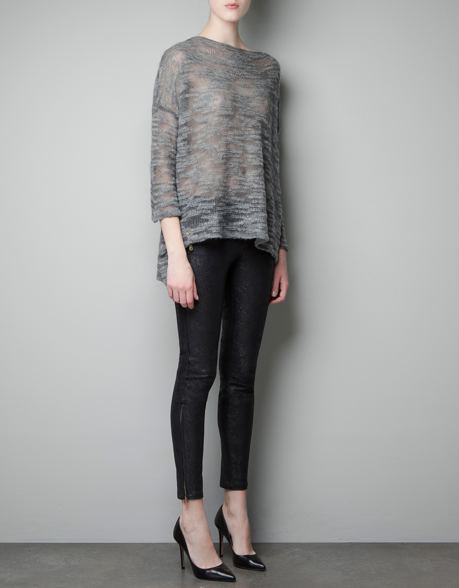 Zara Slub Knit Mohair Sweater in Gray (grey) Lyst