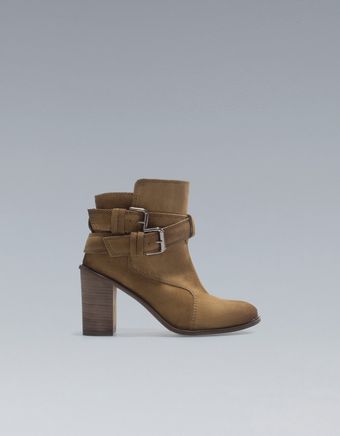 Zara High Heel Ankle Boots with Buckles - Lyst