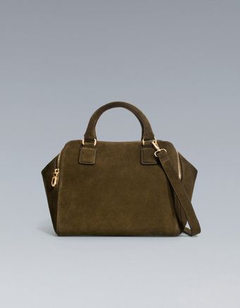 Zara Suede Bowling Bag - Lyst