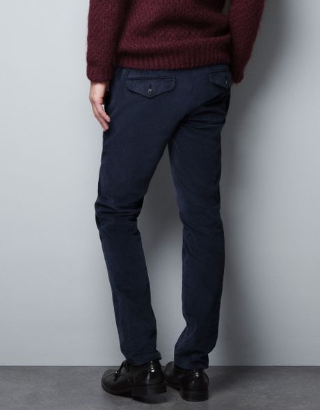 Zara Velvet Pants in Blue for Men (navy)