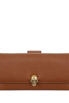 Alexander McQueen Burnt Camel City Leather Skull Charm Wallet - Lyst
