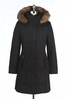 Anne Klein Faux Fur Hooded Down Coat - Lyst
