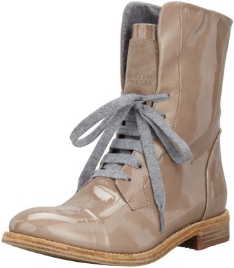 Brunello Cucinelli Patent Laceup Work Boot Mushroom - Lyst