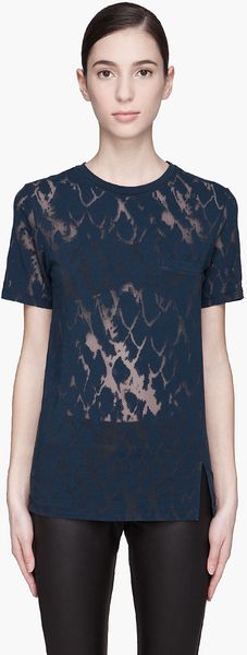 Matthew Williamson Blue Mottled Splitseam Tshirt - Lyst
