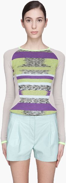 Matthew Williamson Grey Fluorescent trimmed Sweater - Lyst