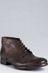 Prada Dark Chocolate Leather Tooled Trim Lace-up Chukkas